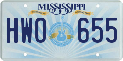 MS license plate HWO655