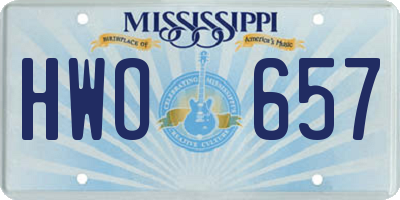 MS license plate HWO657