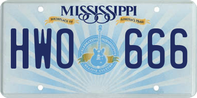 MS license plate HWO666