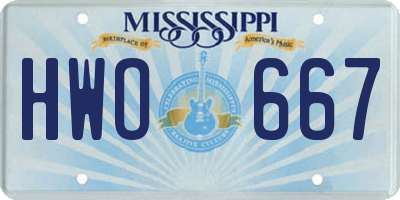MS license plate HWO667