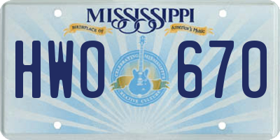 MS license plate HWO670