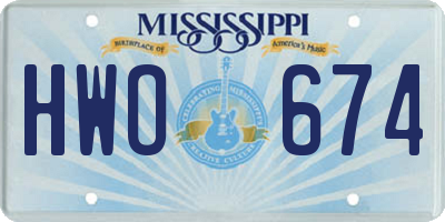 MS license plate HWO674