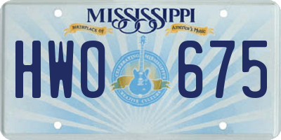 MS license plate HWO675