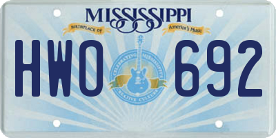 MS license plate HWO692