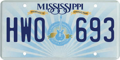 MS license plate HWO693