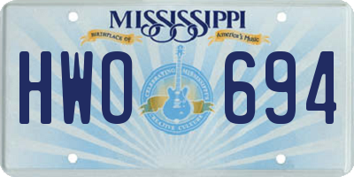 MS license plate HWO694