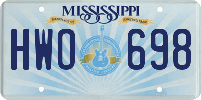 MS license plate HWO698