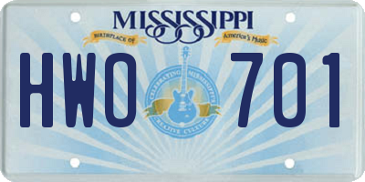 MS license plate HWO701