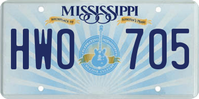 MS license plate HWO705