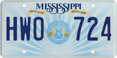 MS license plate HWO724
