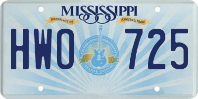 MS license plate HWO725