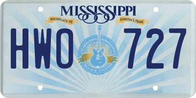 MS license plate HWO727