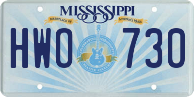 MS license plate HWO730