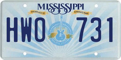MS license plate HWO731