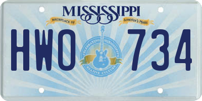 MS license plate HWO734