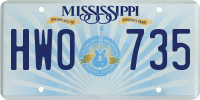 MS license plate HWO735