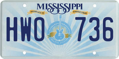 MS license plate HWO736
