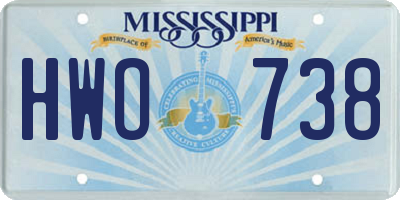 MS license plate HWO738