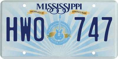 MS license plate HWO747