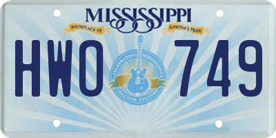 MS license plate HWO749
