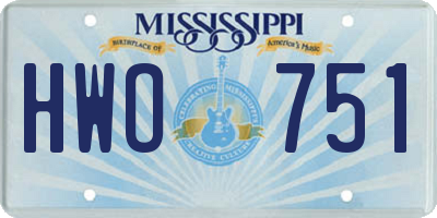 MS license plate HWO751