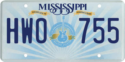 MS license plate HWO755