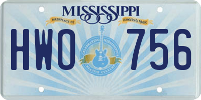 MS license plate HWO756