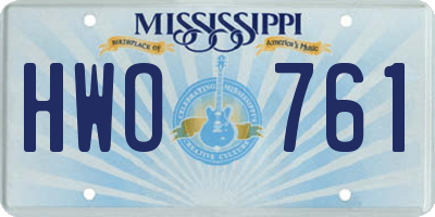 MS license plate HWO761