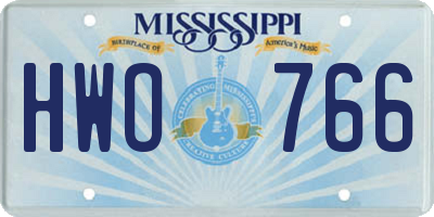 MS license plate HWO766