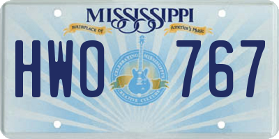 MS license plate HWO767