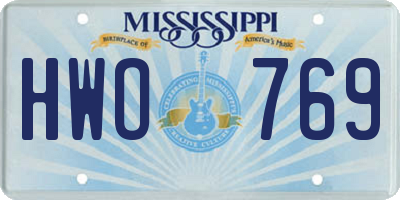 MS license plate HWO769