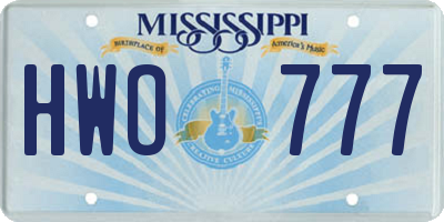 MS license plate HWO777