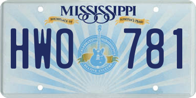 MS license plate HWO781