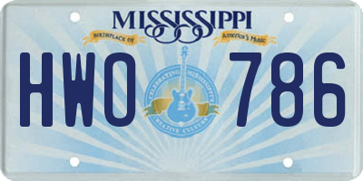 MS license plate HWO786