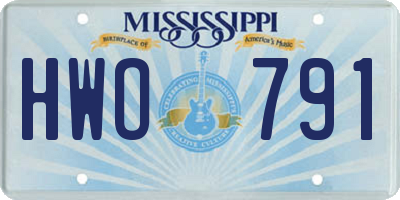 MS license plate HWO791