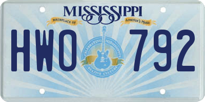 MS license plate HWO792