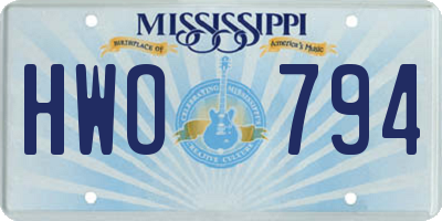 MS license plate HWO794