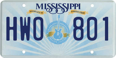 MS license plate HWO801