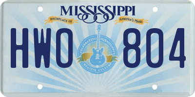 MS license plate HWO804