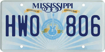 MS license plate HWO806