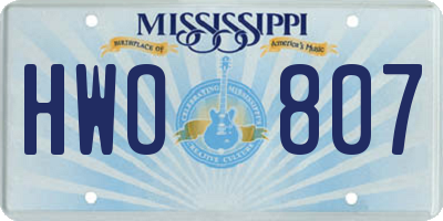 MS license plate HWO807