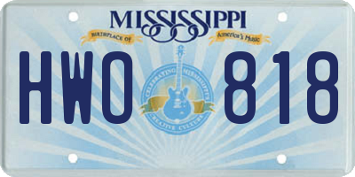 MS license plate HWO818