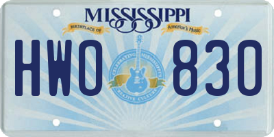 MS license plate HWO830