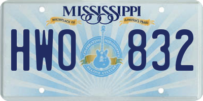 MS license plate HWO832