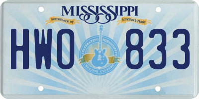 MS license plate HWO833