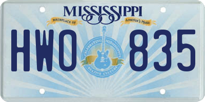 MS license plate HWO835