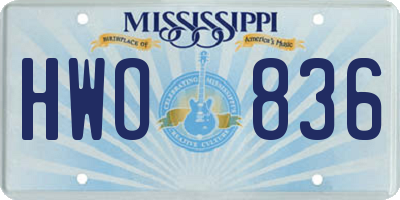 MS license plate HWO836