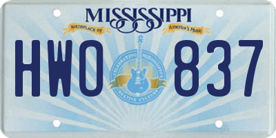 MS license plate HWO837