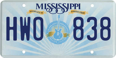 MS license plate HWO838