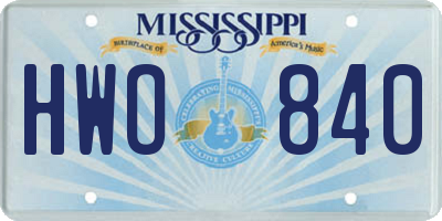 MS license plate HWO840